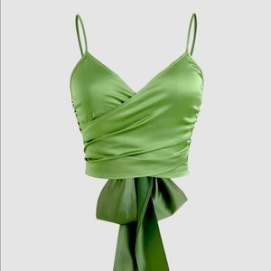 Cider Two Piece Set Green Unwrap Satin